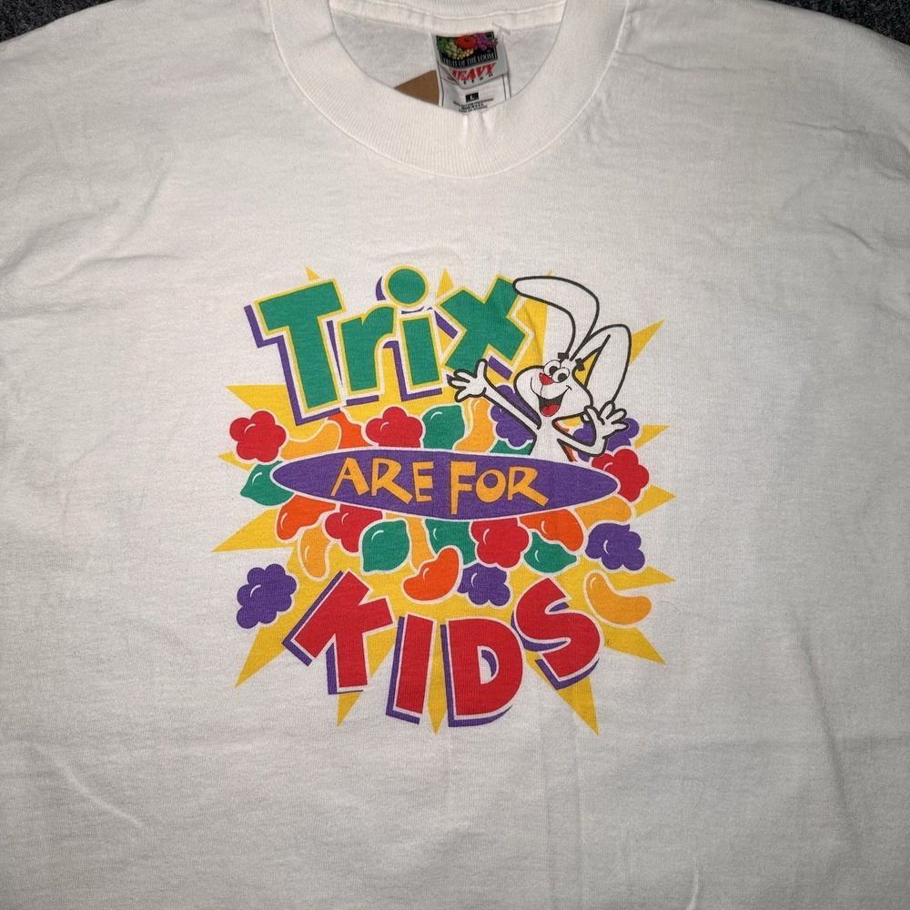 VTG Trix Are For Kids‎ Bunny General Mills Official Cereal Promo Shirt Sz Large